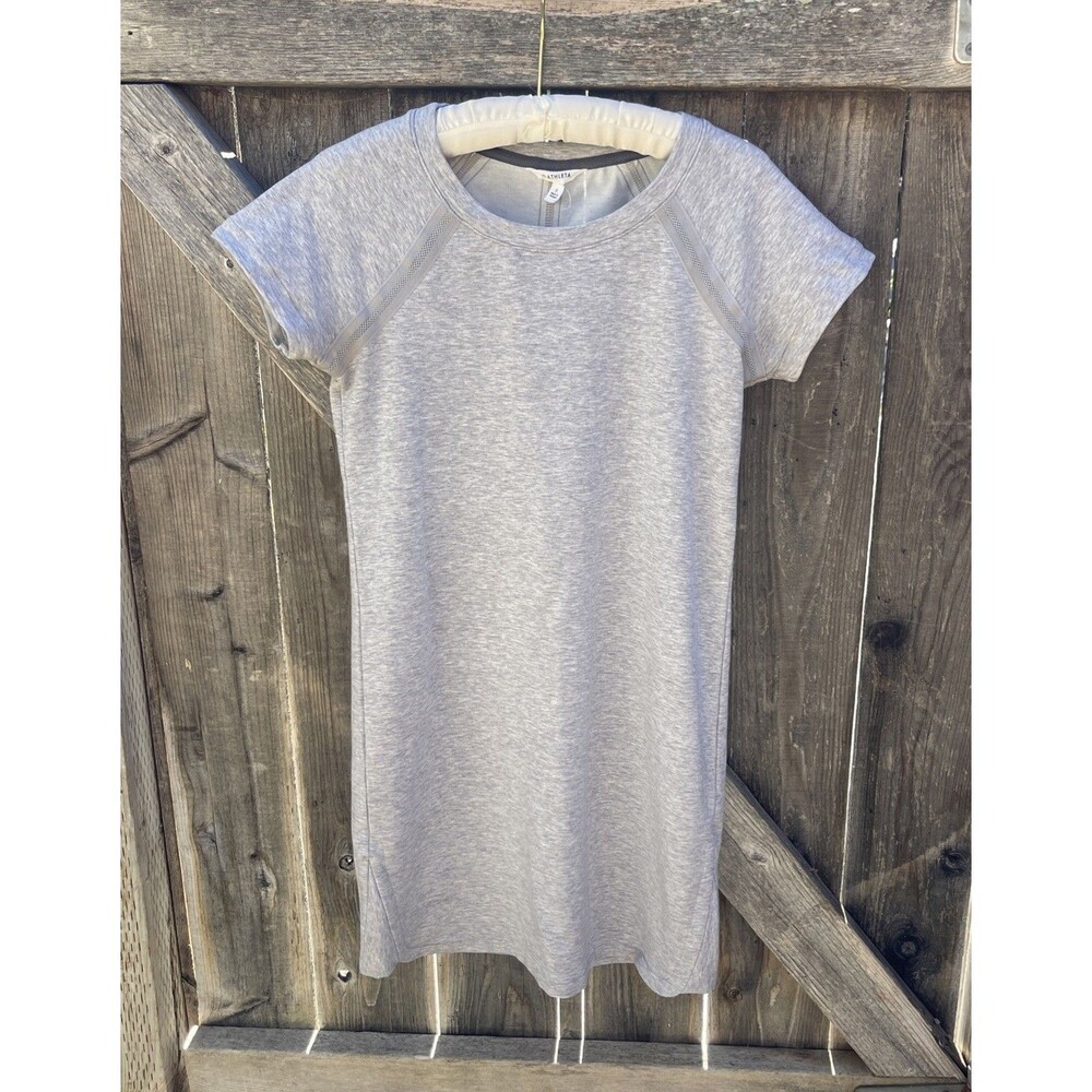 Athleta Heathered Gray Short Sleeve Sweatshirt Mini Dress Size Small READ